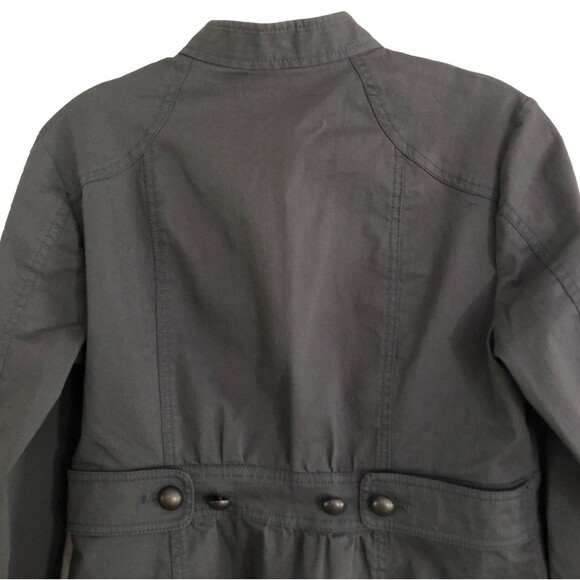 New York Company Gray Military Jacket Womens Sz 6 Y2K Utility Cotton Blazer FLAW - Picture 5 of 15